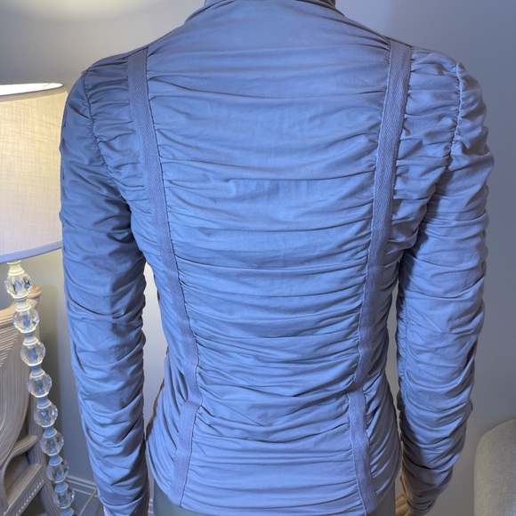 Armani Exchange, Ruched Skin Tight zip up turtleneck top Sz S Like New - Picture 7 of 13